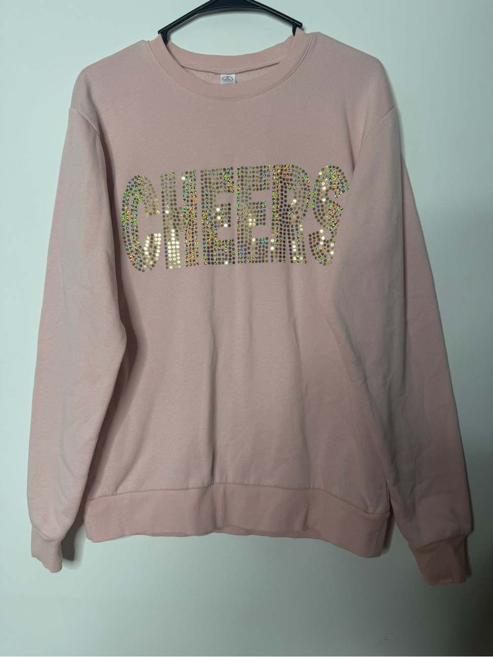 Alternative Pink Crewneck Sweatshirt with Sequin "CHEERS"